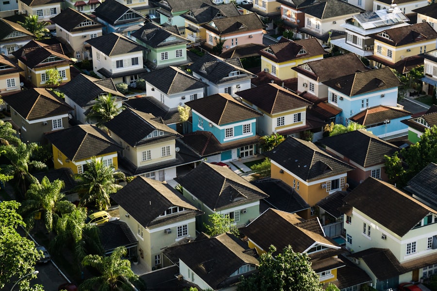 A residential neighbourhood seen from above